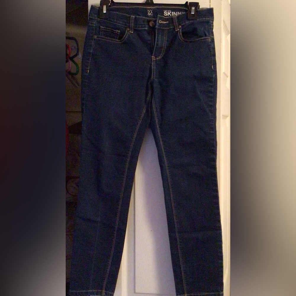 NY&C Dark Wash Low Rise Skinny Jeans